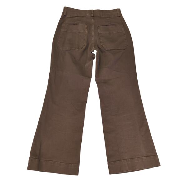 Everlane Brown Utility Kick Flare Pants Cotton Stretch Women 4 Cropped Wide Leg - Picture 2 of 9